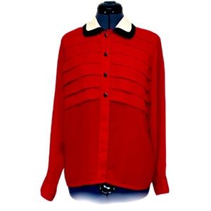 VINTAGE CARRIAGE COURT |Button up long sleeve louse | size 10| Red & black
